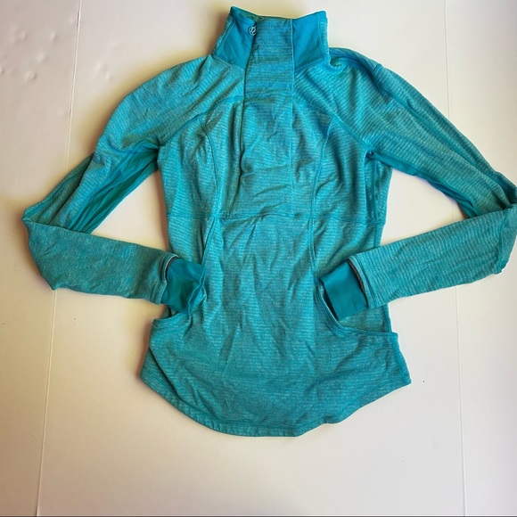 lululemon athletica Tops - Lululemon Base Runner 1/2 Zip Long Sleeve Workout Heathered Blue 6